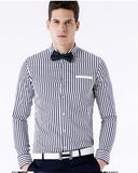 Men's Navy Strip Slim Fit Cotton Shirt