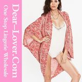 Red Printed Kimono Style Swimwear Beachwear