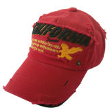 Red Washed Baseball Cap with Grunge Look Gjwd1749