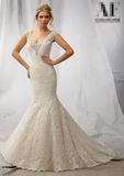 V-Neckline Lace Bridal Wedding Dresses (WMA107)