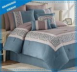 Turquoise and Brown Vintage Design 7PCS Microfiber Comforter Set