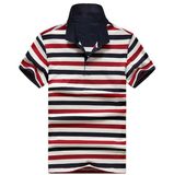 OEM Embroidered Short Sleeve Pique Striped Polo Shirt