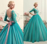 Mint Green Blue Party Cocktail Ball Gown Sheer Long Sleeves Evening Dresses E3026 (Z3026)