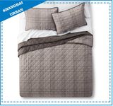 Brown Stripe Solid Reversible Polyester Quilt Set