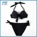 Custom New Hot Push up Swimwear Black Bikini with Beads