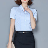 2017 Newest 100% Combed Cotton Short Sleeve Lady Formal Shirt