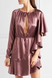 2017 Sexy Ruffled Silk-Satin Casual Women Dress Wholesale