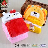 Popular Soft Embroidered Animal Head Plush Hooded Baby Cute Blankets
