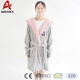 Wholesale Plush Solid Embroidery Hooded Cute Children Bathrobe