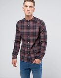 Skinny Buffalo Check Shirt with Grandad Collar