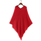 Womens Soft Knit Wrap Fashion Tassel Edge Sweater Poncho Shawl (SP600)