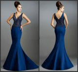V-Neckline Blue Party Dresses Stones Prom Evening Dress Jan536