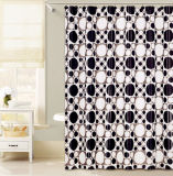 Black and White Circle Design PEVA Shower Curtain for Bathroom