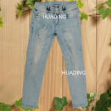 Newest Design Scuffed Broken Ladies Deninm Jeans (HDLJ0046)