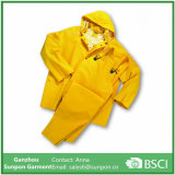 Large Yellow 3-Piece PVC Polyester Rain Suit