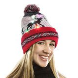 Fashion Knitted Winter Christmas Beanie Hat with POM/LED
