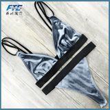 Custom Label Velvet Fabric Sexy Brazilian Bikini