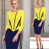 Three Quarter Sleeve Splicing Women Prom Dresses