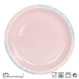 Hand Painting Red Color with Width Rim Dinner Plate