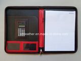 China Supplier Personalised Leather Compendium with Zipper Around