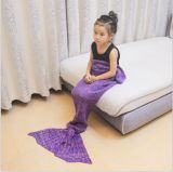 Solid Color Knitting Portable Mermaid Tail Fleece Blanket