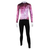 Quick Drying Long Sleeve Women Sports Wears Set Fashion Customized Patterned Cycling Jersey Pink