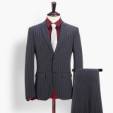 European Style Men Business Fashion Slim Fit Strip Suit