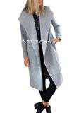 Womens Fashion Autumn Knee Length Long Open Wool Coat Outerwear