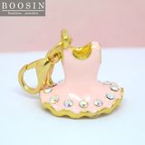 2016 Fashion Pink Gold Ballet Dress Rhinestone Charm for Girls