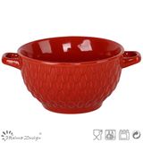 14cm Red Embossed Bowl with Two Handles Wholesale