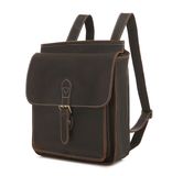 Fashion Stylish Dark Brown Cowhide Leather Unisex Bag School Backpack