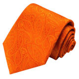 New Fashion Orange Colour Orange Paisely Design Men's Woven Silk Neckties