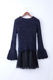 Women Sweater with Skirt Two Pieces One Set DOT Yarn Sweater Women Dress