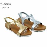 Gold Silver PVC Upper Ladies Teen Girls Flat Sandals