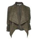 Faux Suede Open Front Coat