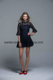 Ladies Lace Dress 100% Cotton Spring Autumn Fashion Hollow Black