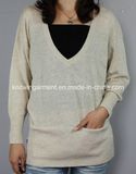 Knitted Women Clothes in V Neck Long Sleeve (12AW-240)