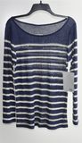 Round Neck Striped Pullover Knit Sweater for Ladies
