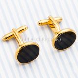 VAGULA Glod Plated Agate Round Wedding Cufflinks 719