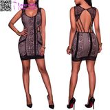 Fiona Black Lace Key Hole Back Mini Dress L28223