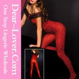 Fiery Red Leopard Body Stocking