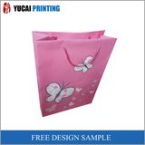 Pink Butterfly Paper Gift Shopping Bag