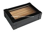 Black Leatherette Cufflink Ring Storage Case Organizer Men's Jewelry Box