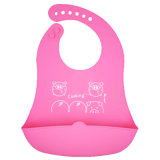 Pink Piggie FDA Baby Products Supplier Packagable Silicone Bib with Catcher for Girl