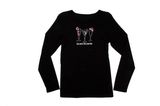 Ladies Black Color Printting Long Sleeved T-Shirt