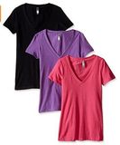 Women's Fashionable, Comfortable Cotton Elastic Deep V-Neck T-Shirt in Various Colors, Sizes and Materials