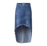 Women Denim Skirt Front Short Back Long Denim Skirt