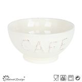 12oz Ceramic Bowl with Embossed Words Design