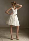 Deep V White Lace Short Cocktail Dresses (CD3030)