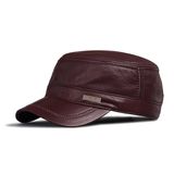 PU Leather Cap Dark Military Army Cap with Customed Logo